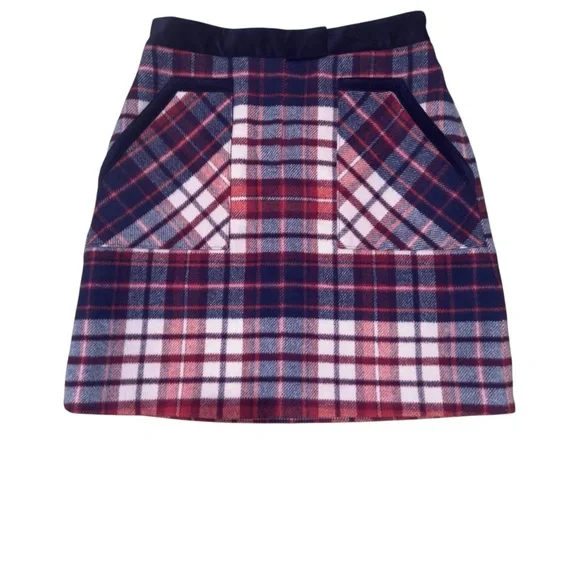 Deadstock Tommy Hilfiger Wool Skirt Plaid Red White Blue Pockets US2 UK4 Small - Picture 3 of 6